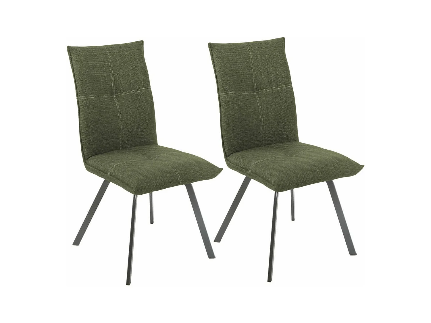 BISPO - Lot de 2 Chaises Tissu Coloris Vert kaki