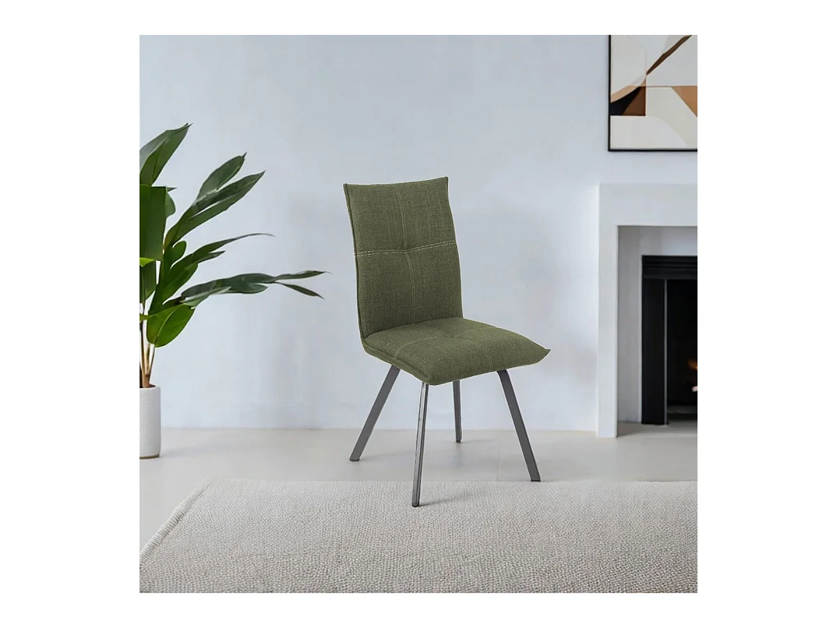 BISPO - Lot de 2 Chaises Tissu Coloris Vert kaki