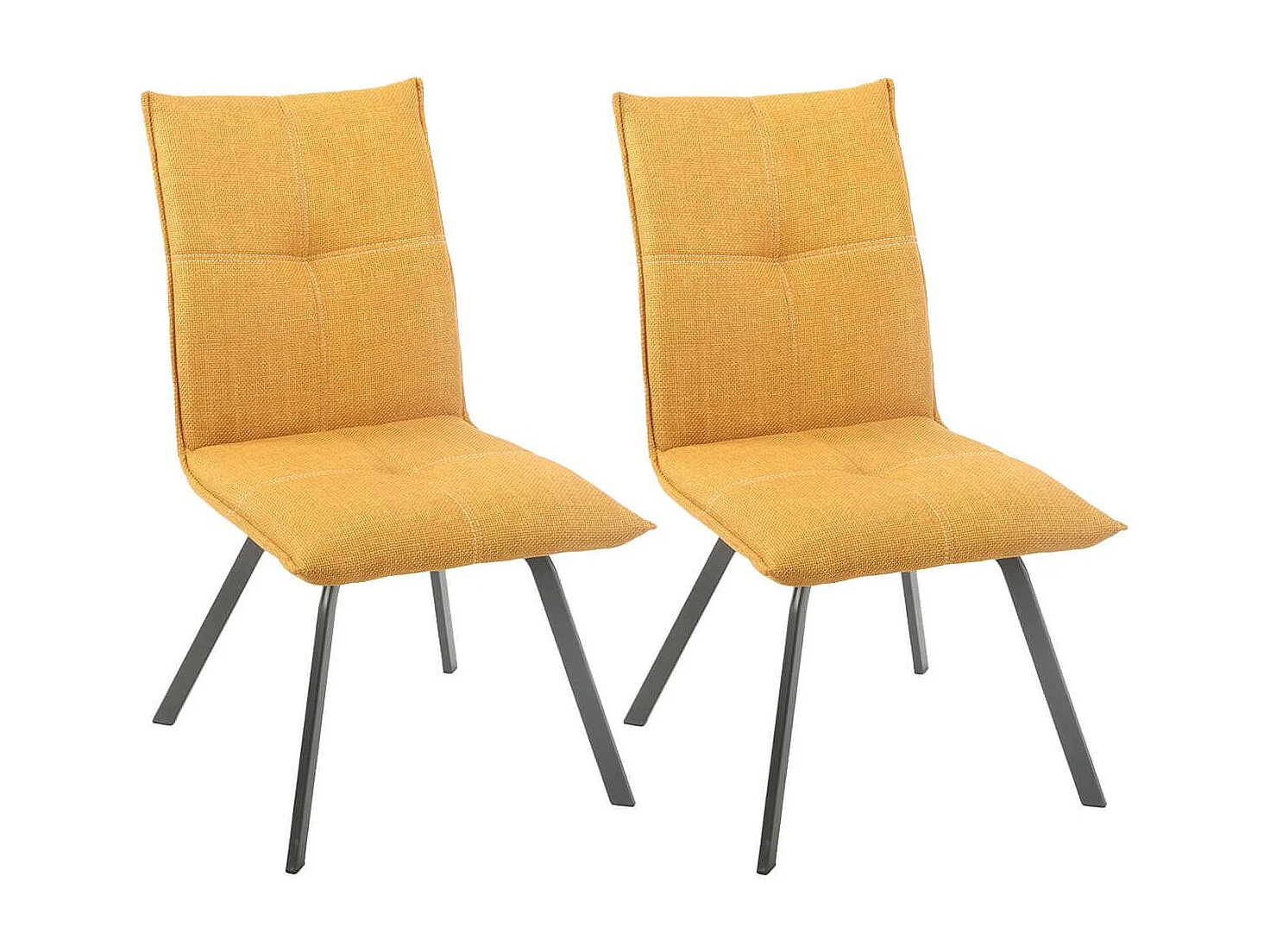 BISPO - Lot de 2 Chaises Tissu Texturé Coloris Jaune moutarde