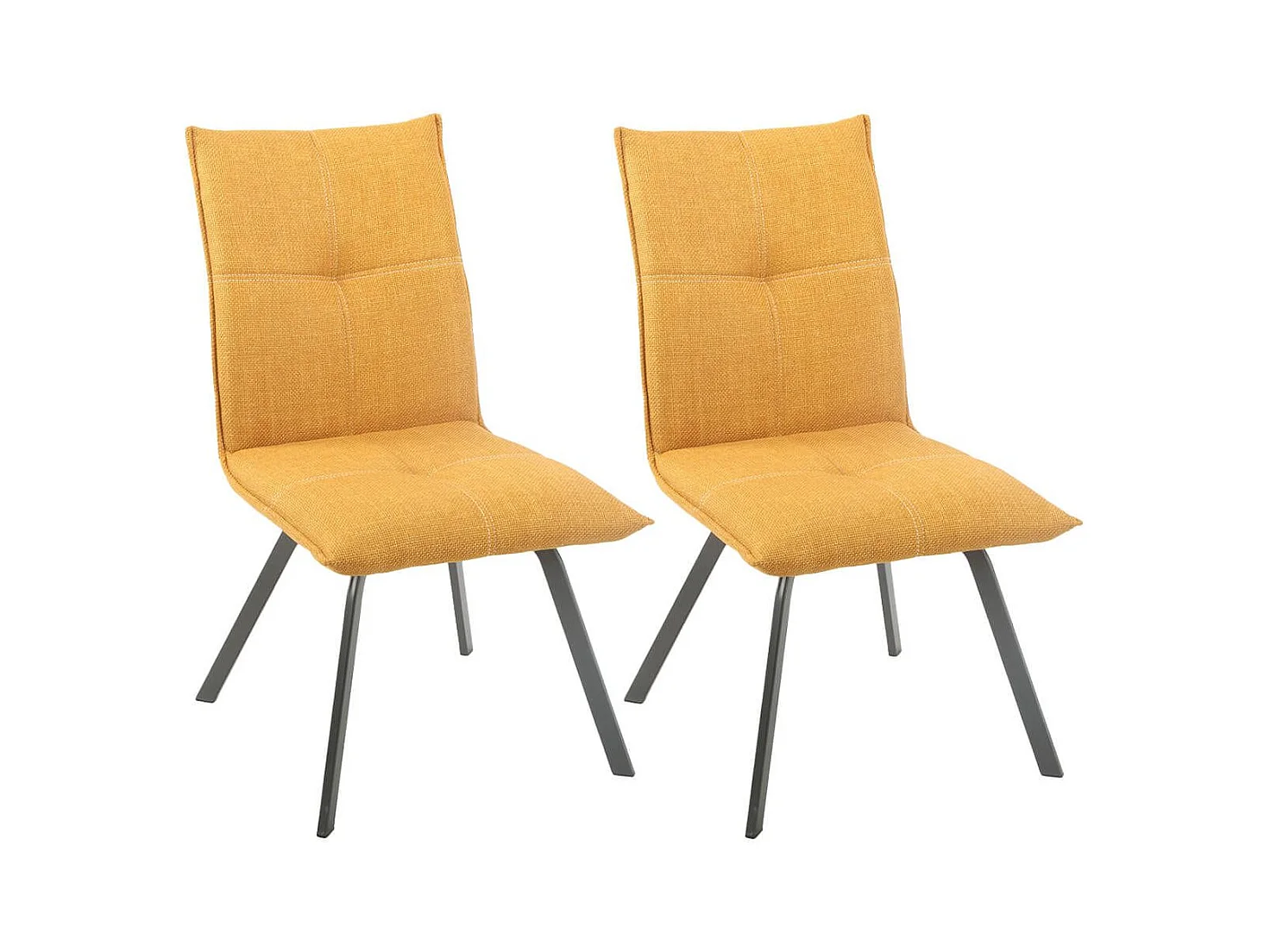 BISPO - Lot de 2 Chaises Tissu Texturé Coloris Jaune moutarde