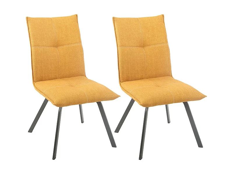 BISPO - Lot de 2 Chaises Tissu Texturé Coloris Jaune moutarde