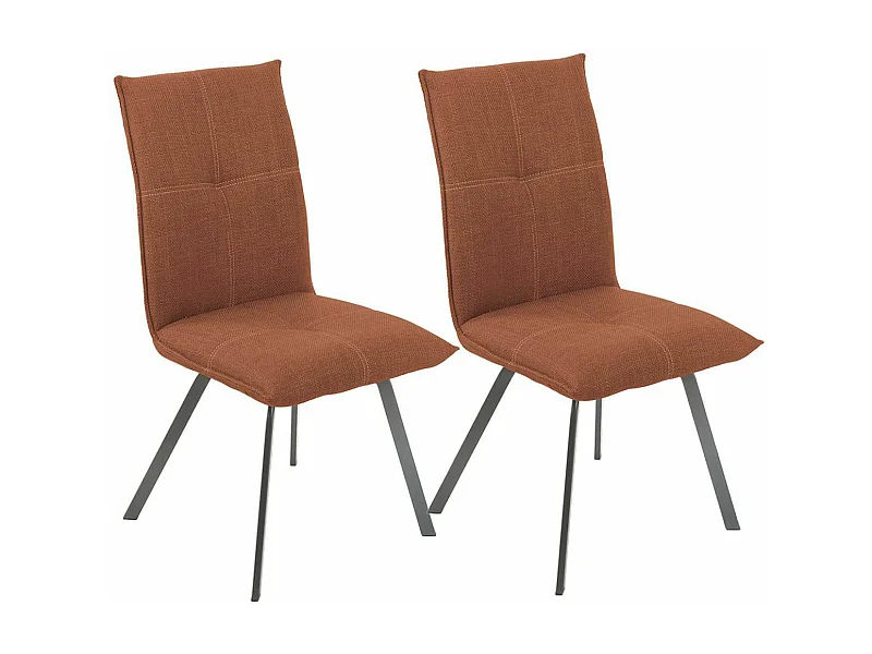 BISPO - Lot de 2 Chaises Tissu Texturé Coloris Brique Terracotta