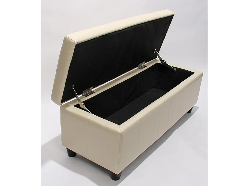 Banc banquette de rangement cuir crème 112 x 45 x 45 cm BAN04014