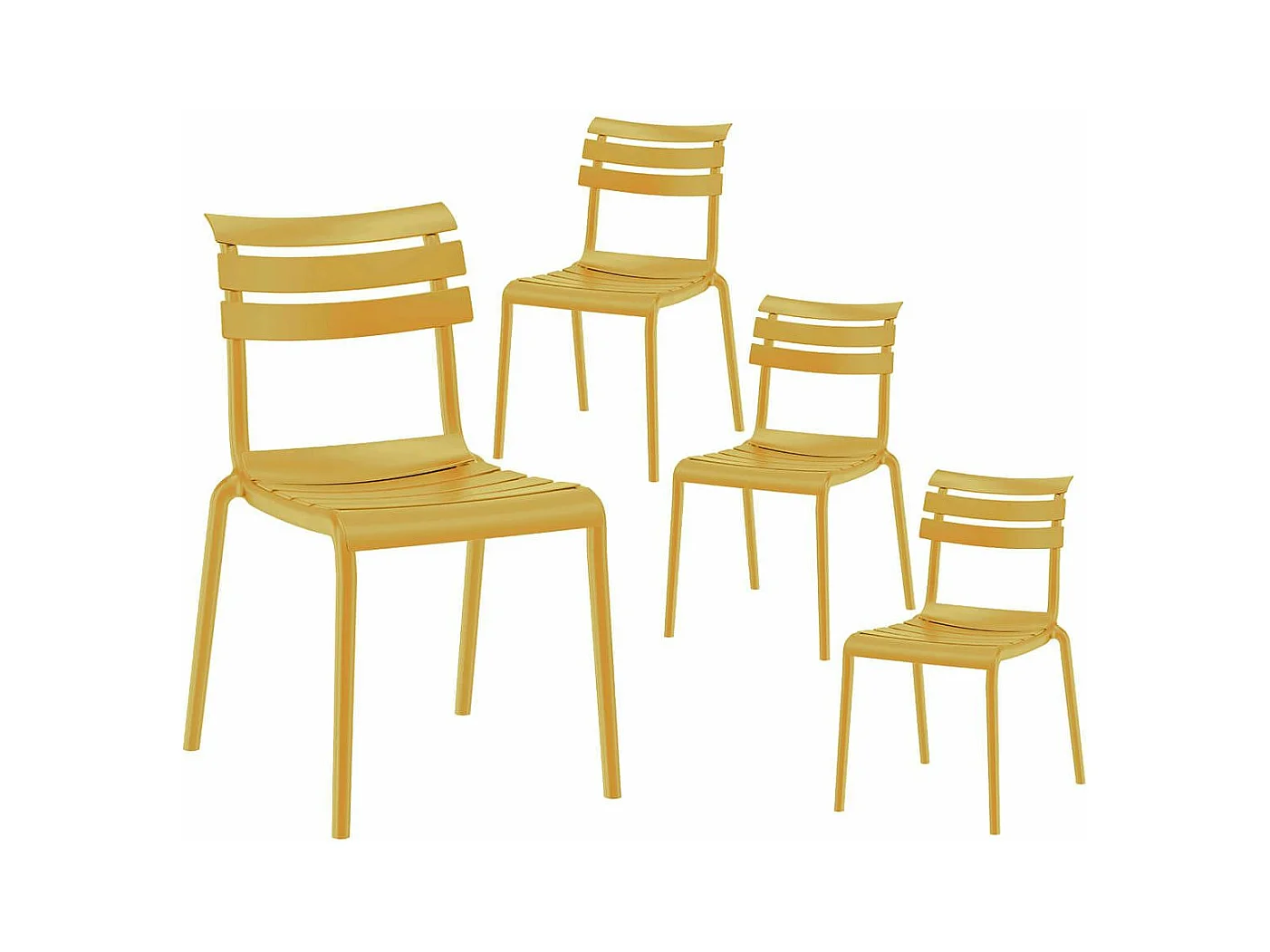 TANGUY - Lot de 4 Chaises en Plastique Recyclé et Polypropylène Jaune