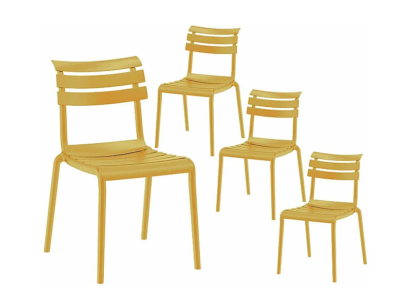 TANGUY - Lot de 4 Chaises en Plastique Recyclé et Polypropylène Jaune