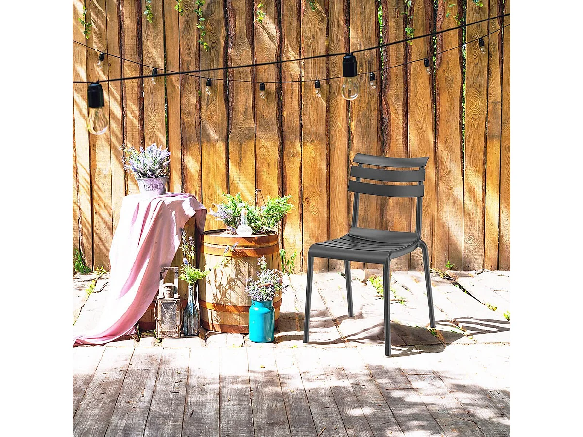 TANGUY - Lot de 4 Chaises en Plastique Recyclé et Polypropylène Anthracite