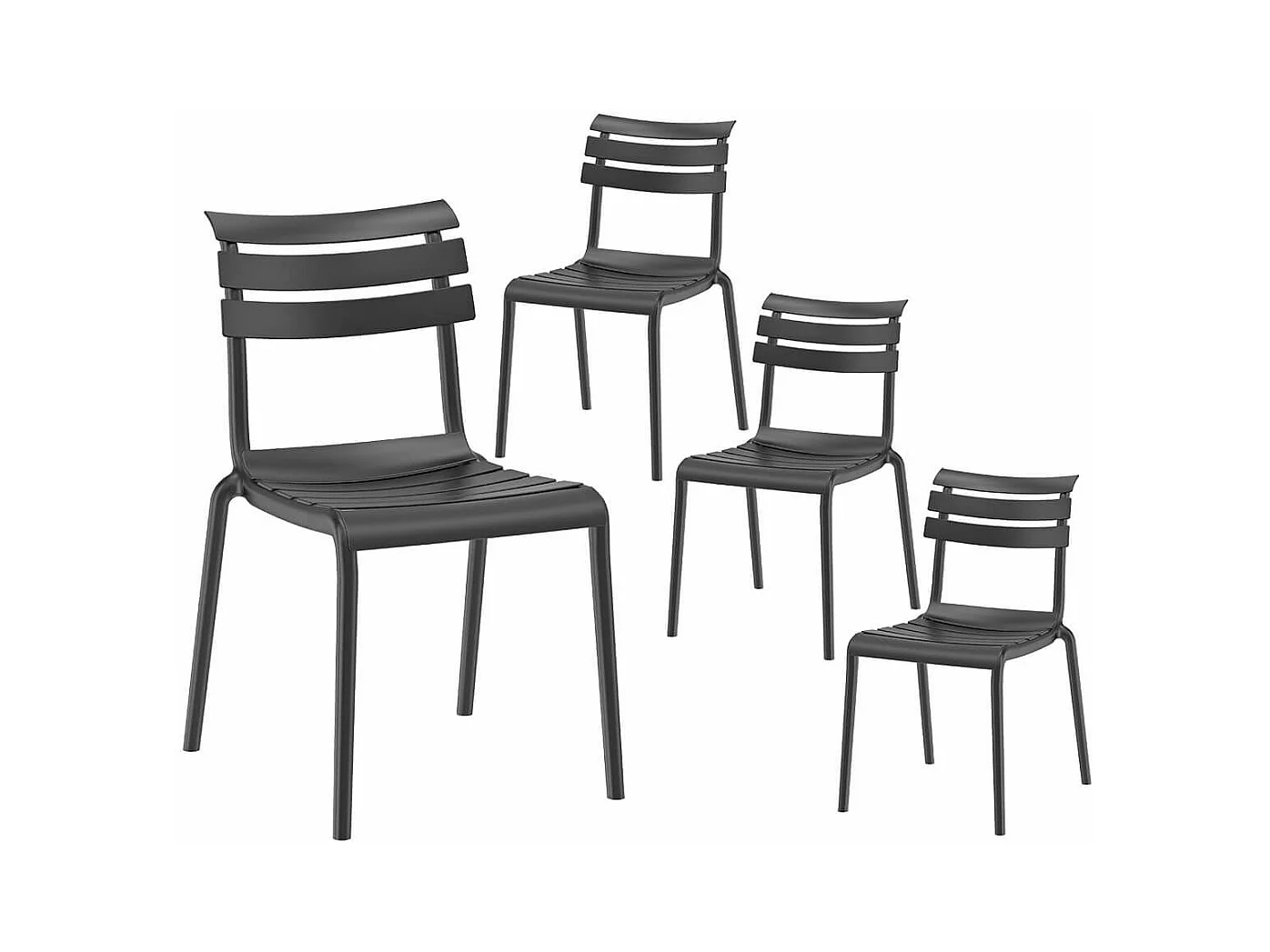 TANGUY - Lot de 4 Chaises en Plastique Recyclé et Polypropylène Anthracite