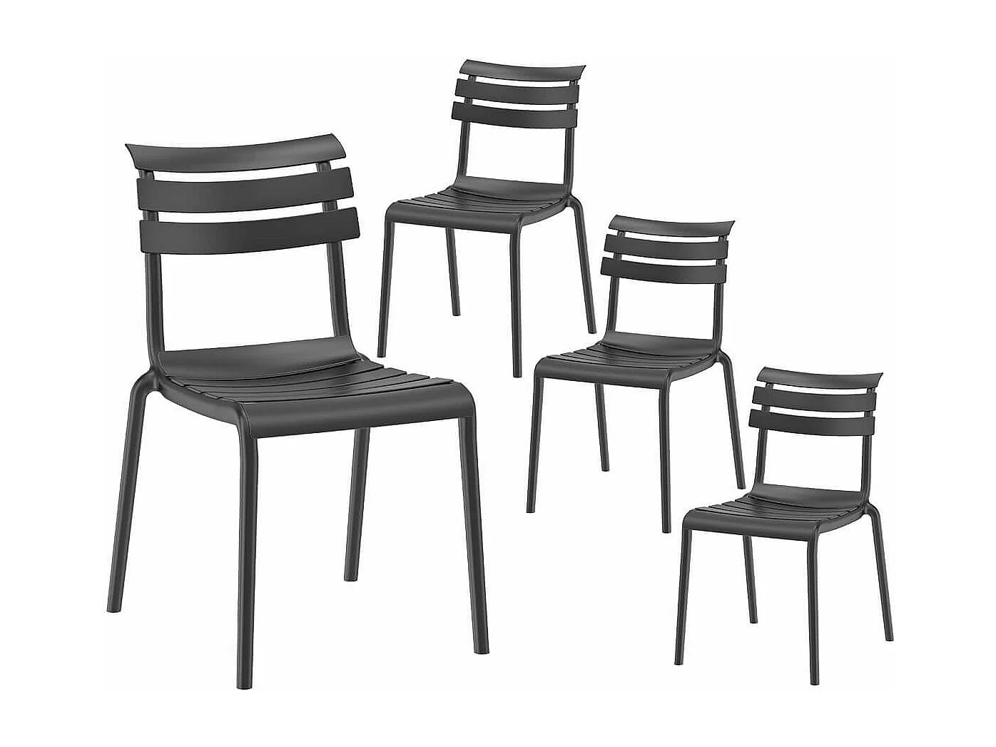 TANGUY - Lot de 4 Chaises en Plastique Recyclé et Polypropylène Anthracite