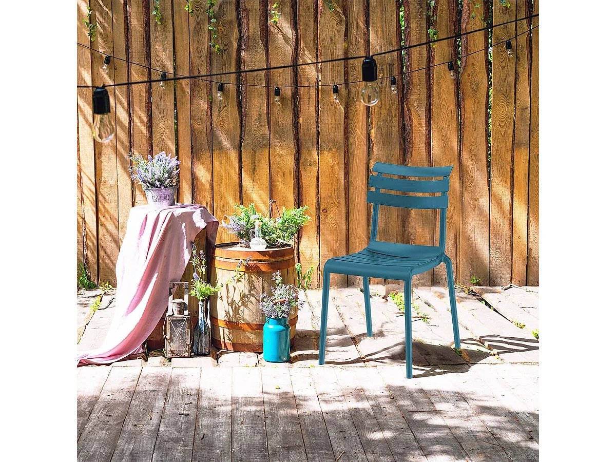 TANGUY - Lot de 4 Chaises en Plastique Recyclé et Polypropylène Turquoise