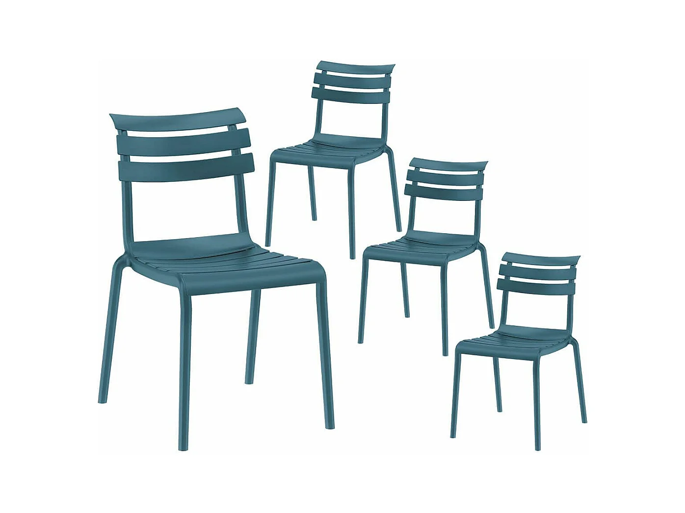 TANGUY - Lot de 4 Chaises en Plastique Recyclé et Polypropylène Turquoise