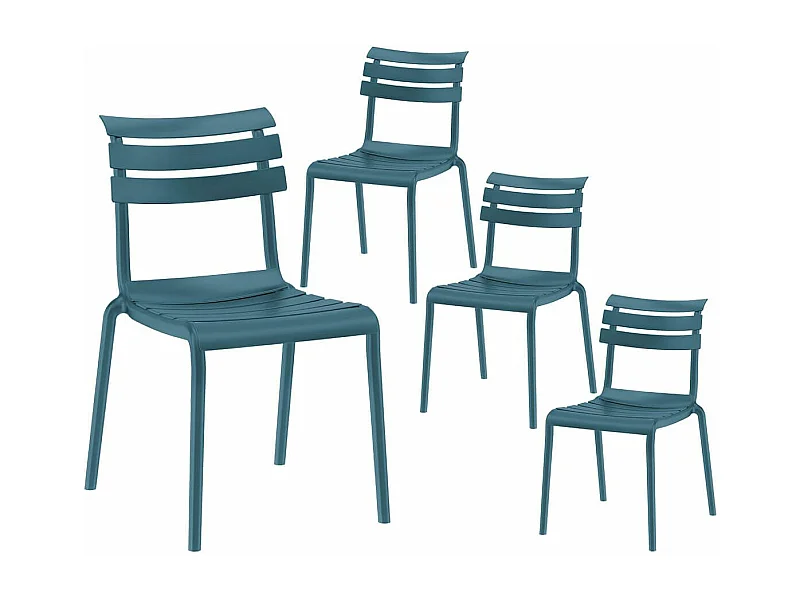TANGUY - Lot de 4 Chaises en Plastique Recyclé et Polypropylène Turquoise