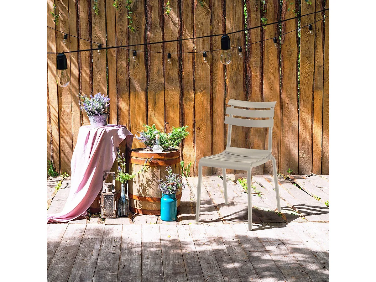 TANGUY - Lot de 4 Chaises en Plastique Recyclé et Polypropylène Beige