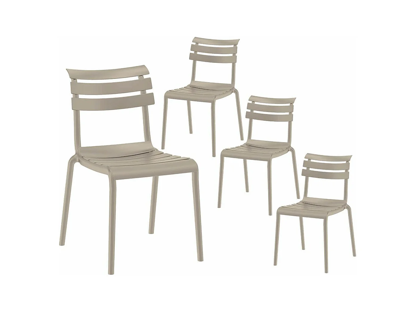 TANGUY - Lot de 4 Chaises en Plastique Recyclé et Polypropylène Beige