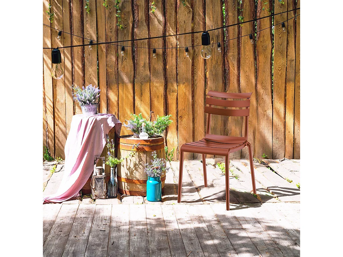 TANGUY - Lot de 4 Chaises en Plastique Recyclé et Polypropylène Rouge Terracotta