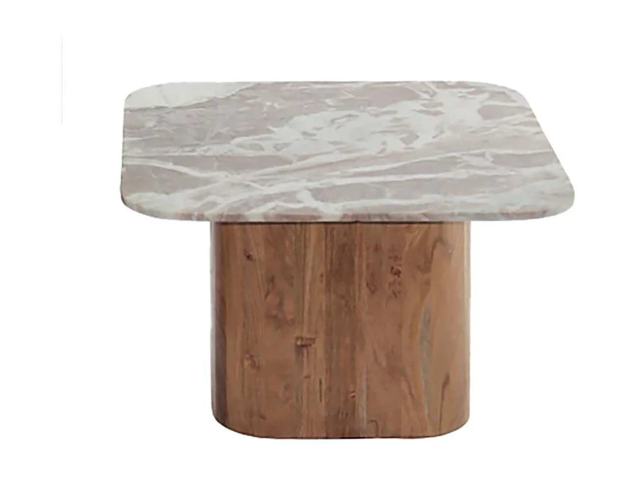 ANGELE - Lot de 2 Tables Basses Plateau Marbre Naturel Piètement Acacia