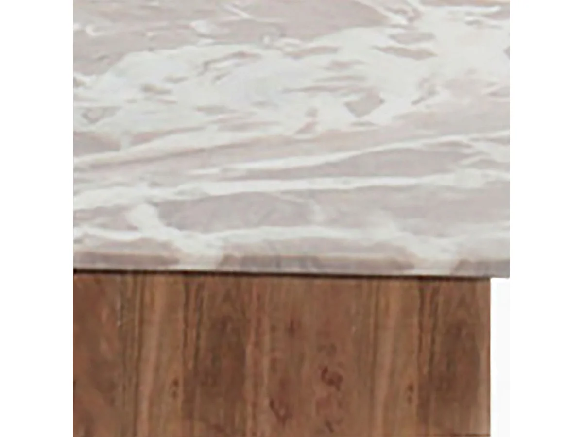 ANGELE - Lot de 2 Tables Basses Plateau Marbre Naturel Piètement Acacia