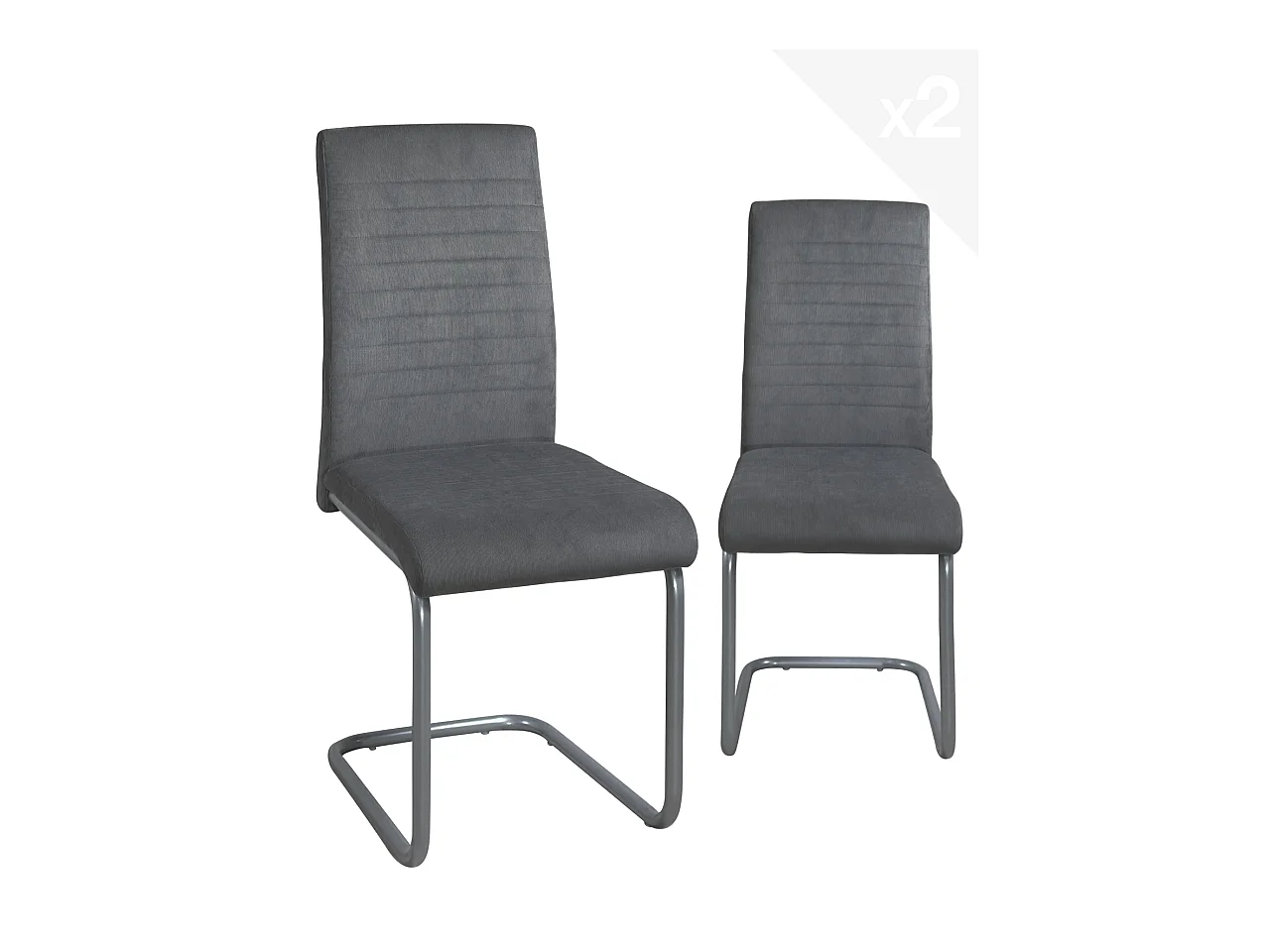 Lot 2 chaises salle à manger design tissu pieds métal OPUS (Gris)
