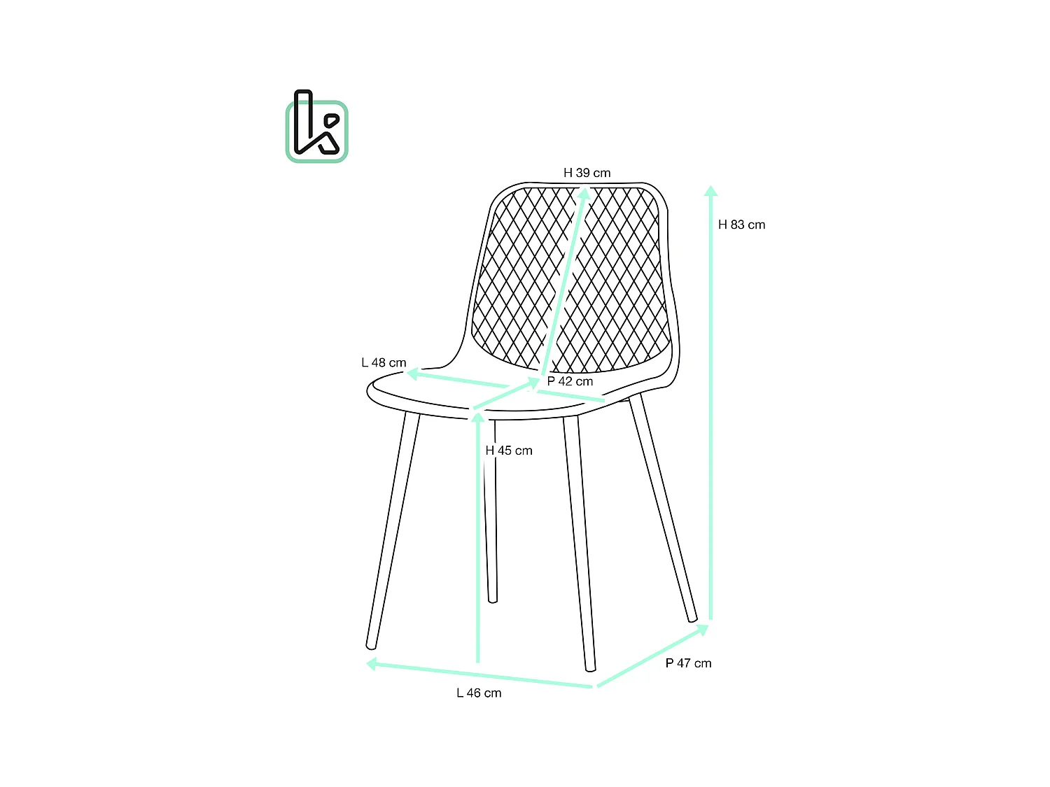 Lote 2 sillas modernas escandinavas patas metálicas KIA (Negro)