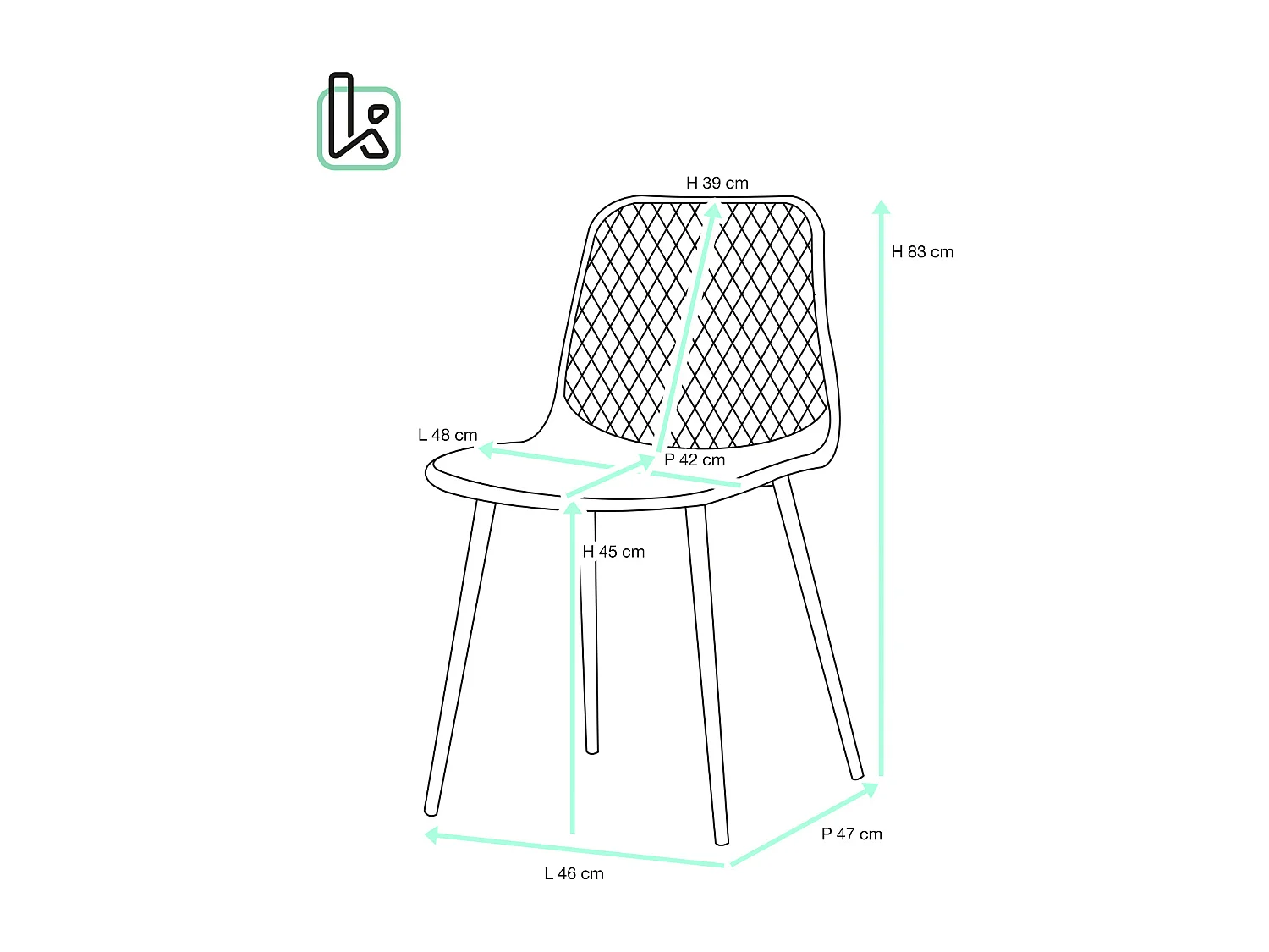 Lot 2 chaises modernes scandinaves pieds métal KIA (noir)
