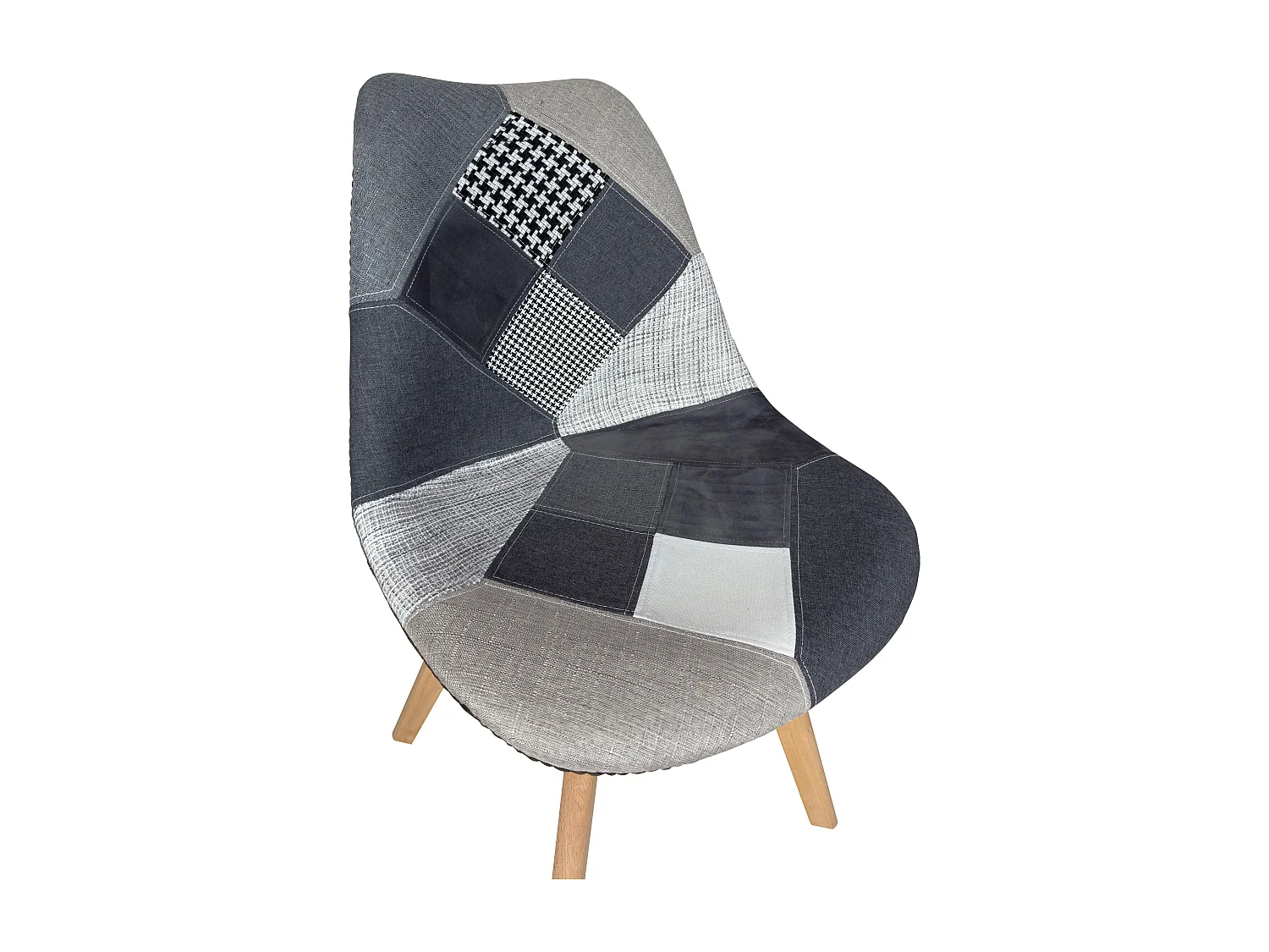 Lote 2 sillas Patchwork escandinavas tela patas de madera LAO (Gris)