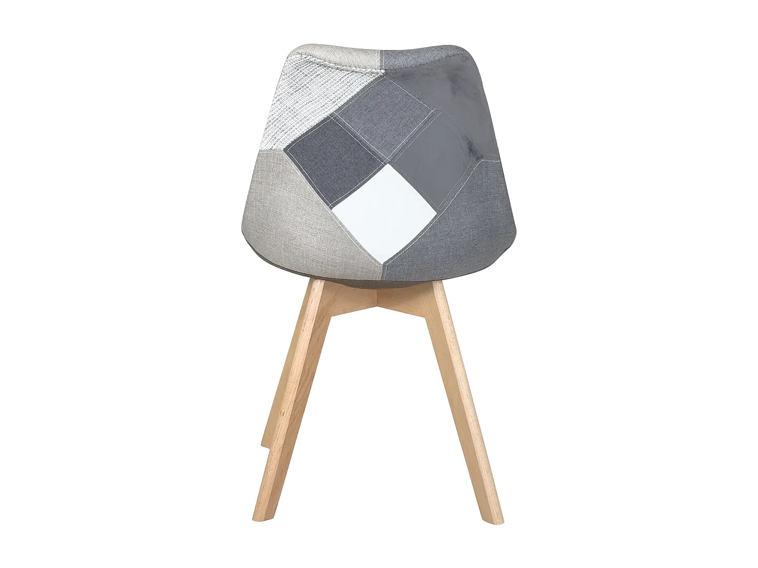 Lote 2 sillas Patchwork escandinavas tela patas de madera LAO (Gris)