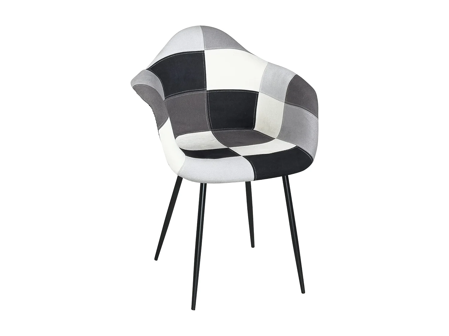 Lot de 2 Fauteuils accoudoirs Patchwork pieds métal NOVO (Gris)