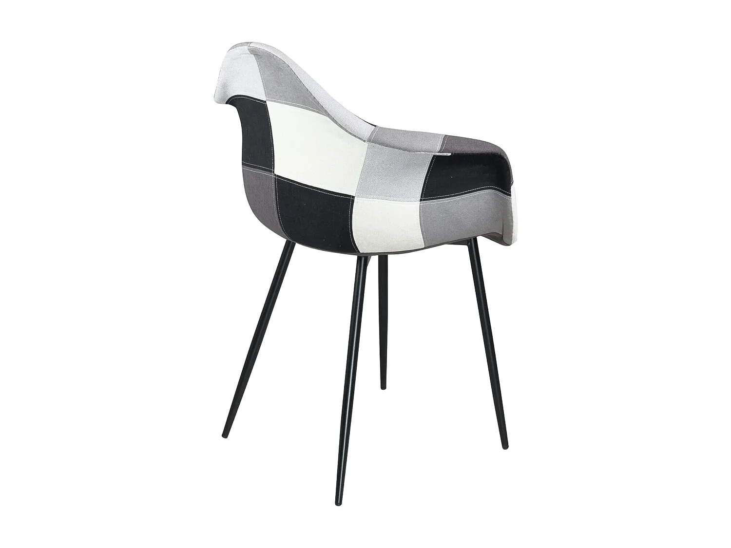 Lot de 2 Fauteuils accoudoirs Patchwork pieds métal NOVO (Gris)