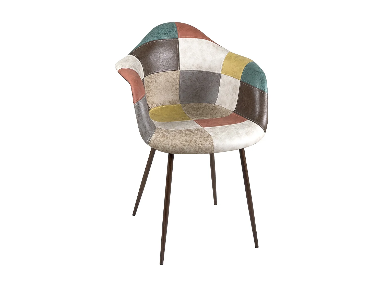 Lote 2 sillones con reposabrazos Patchwork patas metálicas NOVO (Marrón)