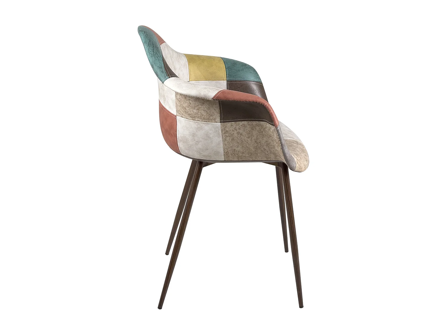 Lote 2 sillones con reposabrazos Patchwork patas metálicas NOVO (Marrón)