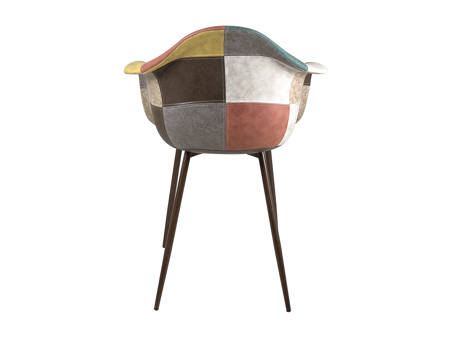 Lote 2 sillones con reposabrazos Patchwork patas metálicas NOVO (Marrón)