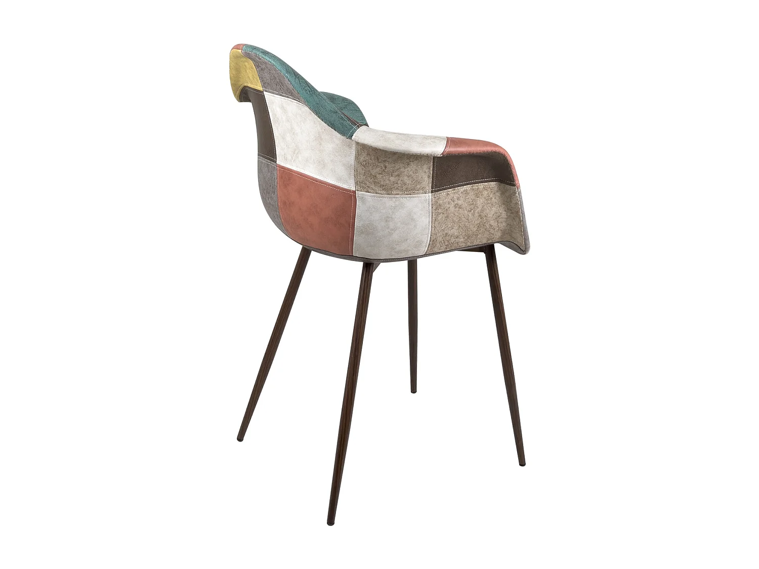 Lote 2 sillones con reposabrazos Patchwork patas metálicas NOVO (Marrón)