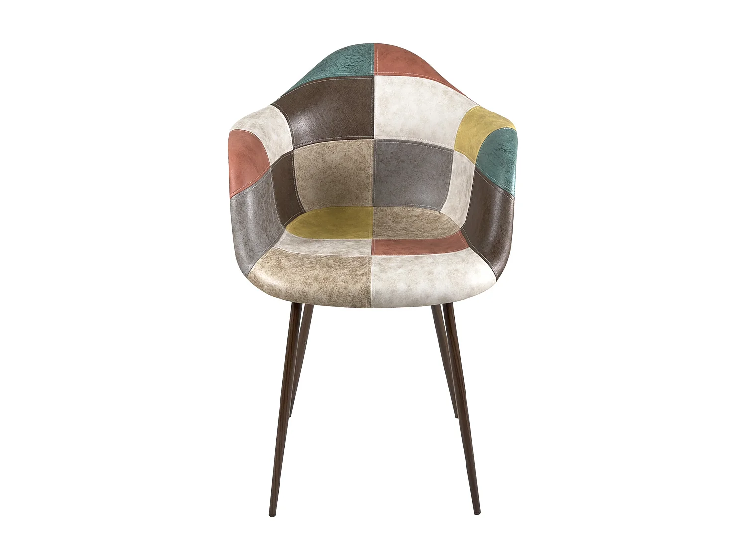 Lot de 2 Fauteuils accoudoirs Patchwork pieds métal NOVO (Marron)