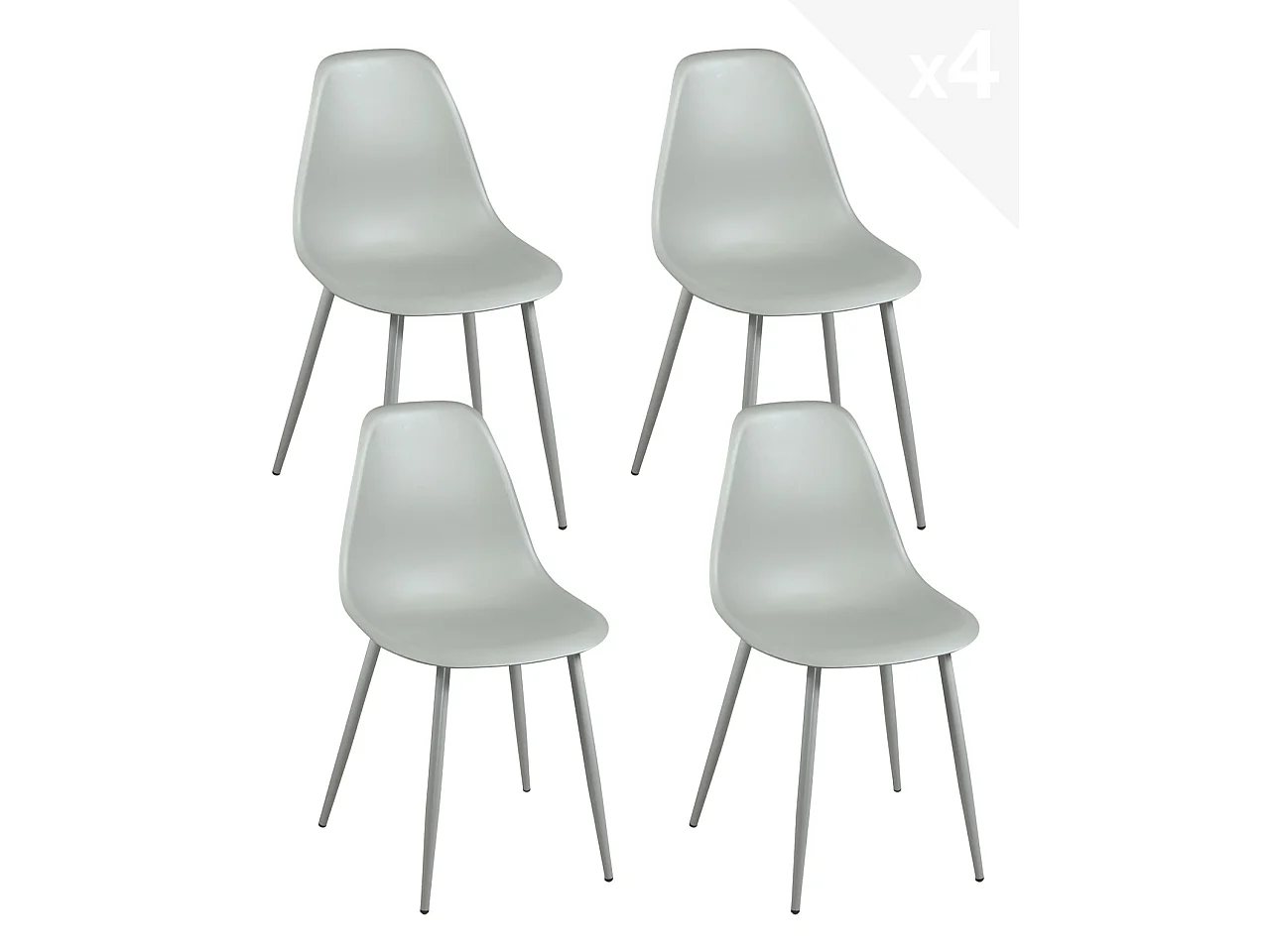 Lot 4 chaises de cuisine design pieds métal NOVA (gris)