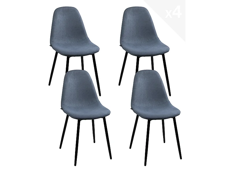 Set van 4 Eetkamerstoelen Stof metalen poten NOVA (Blauw)