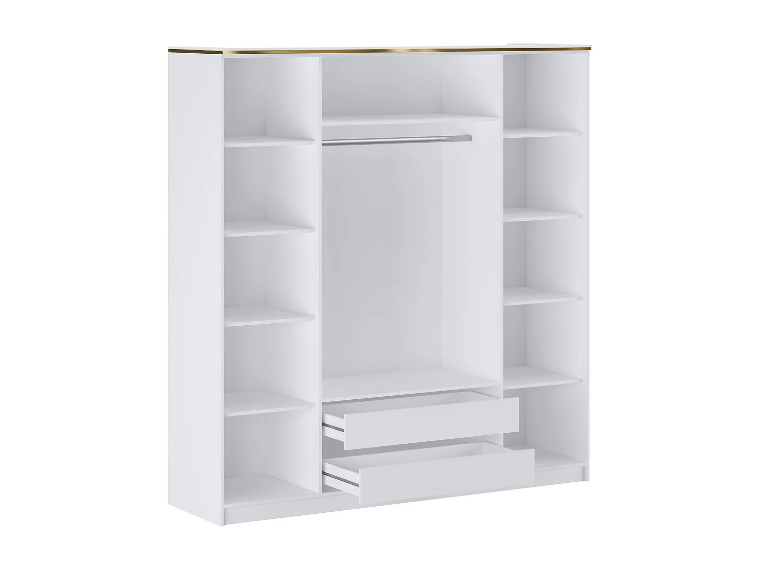 Armoire 4 portes - Avec miroirs - L200 cm - Blanc brillant et Doré - VUKIA de Pascal Morabito