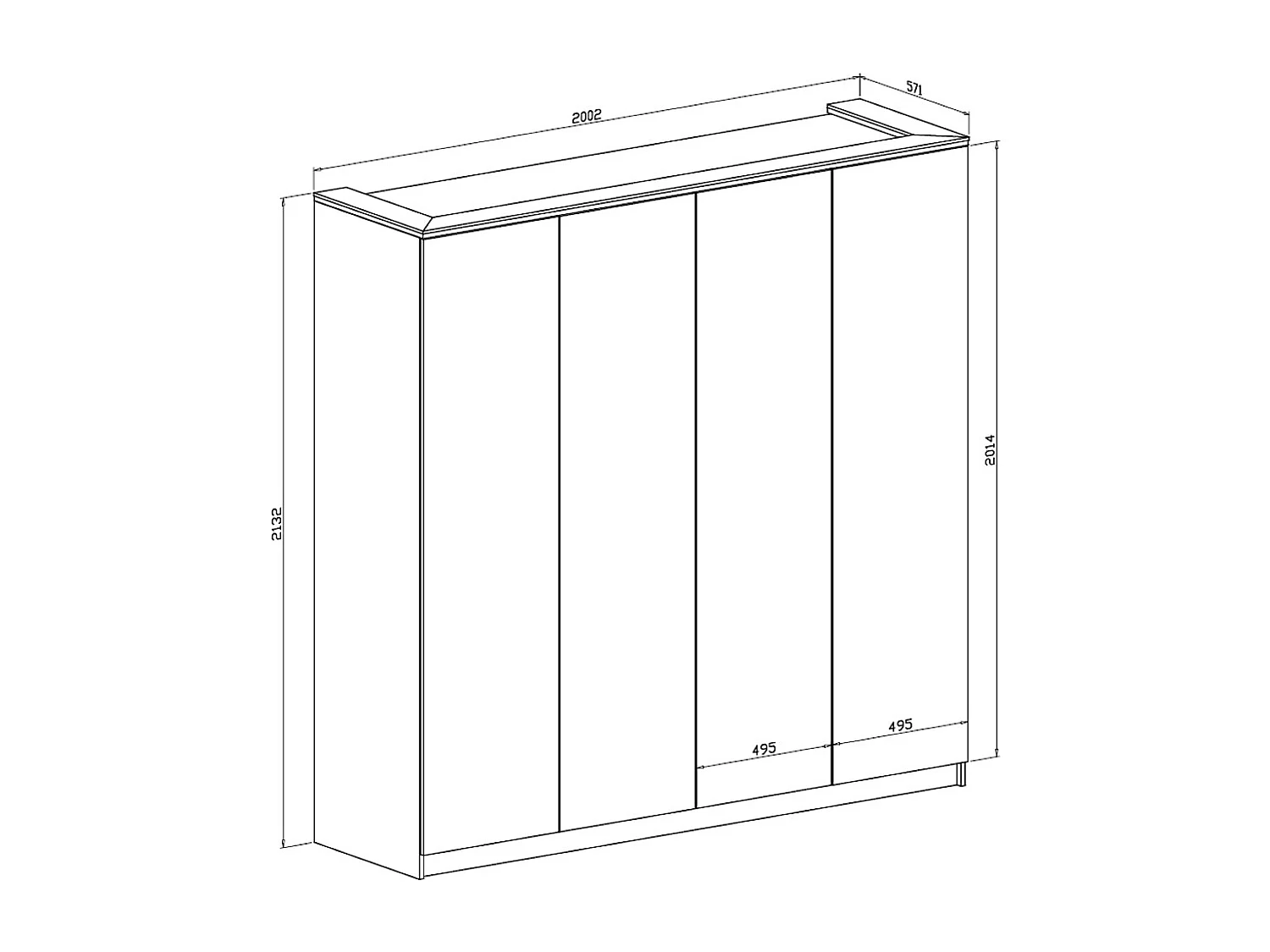 Armoire 4 portes - Avec miroirs - L200 cm - Blanc brillant et Doré - VUKIA de Pascal Morabito