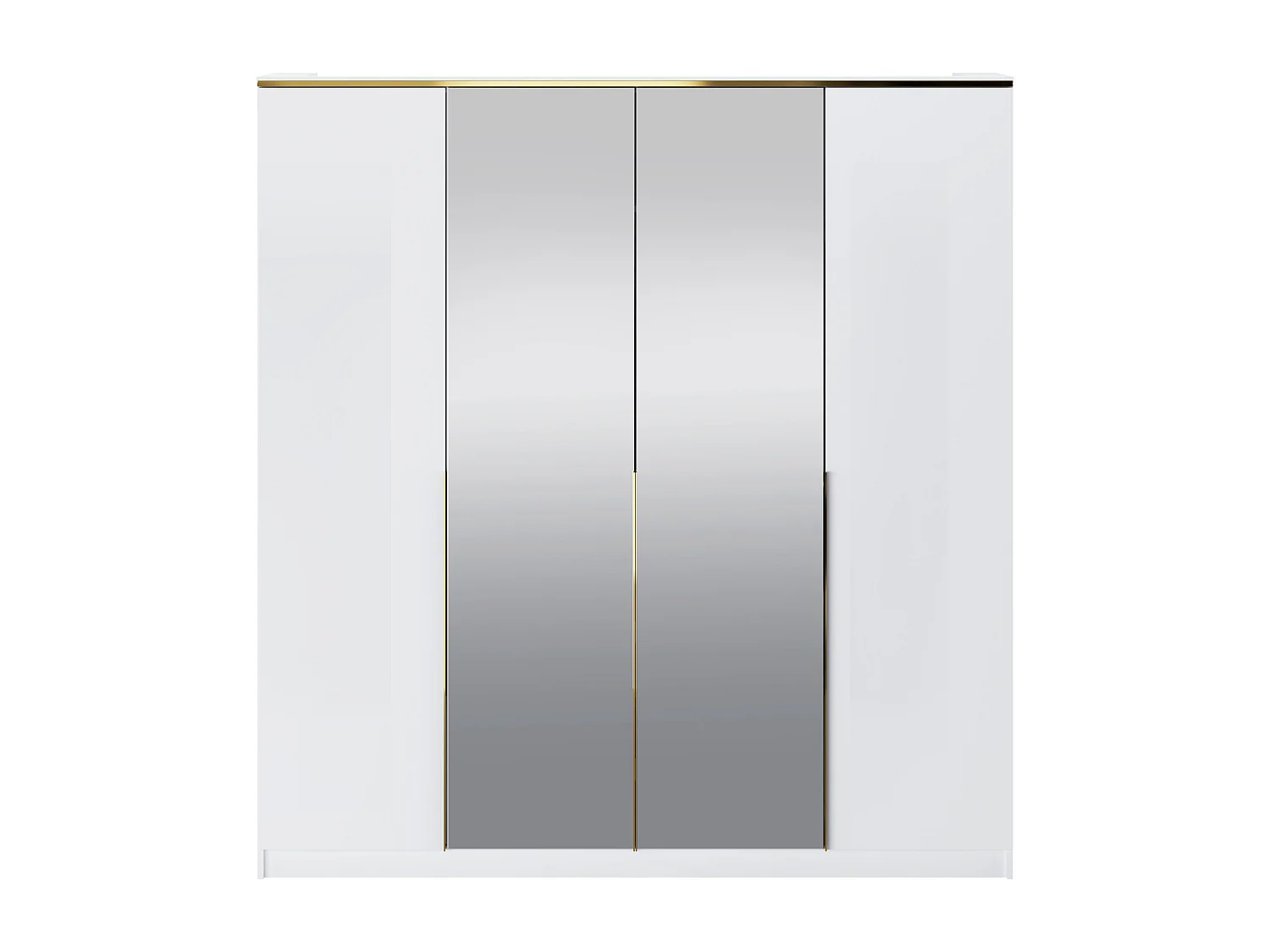 Garderob med 4 dörrar - Med speglar - L200 cm - Högglansigt vit och guld - VUKIA av Pascal Morabito
