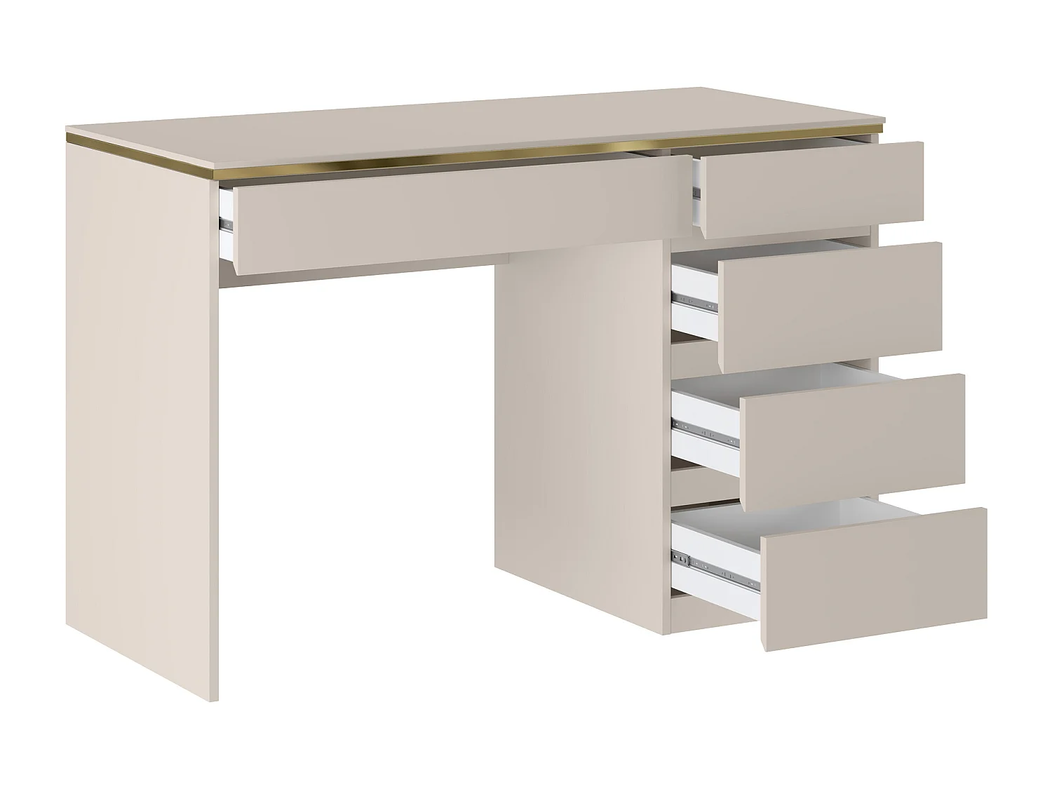 Bureau - 5 tiroirs - Beige et doré - VUKIA de Pascal Morabito