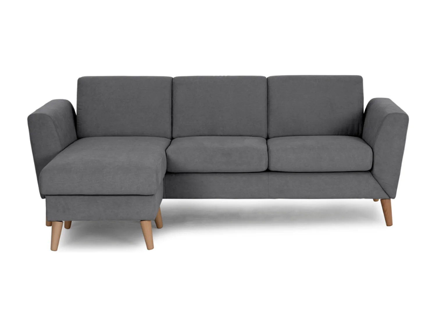 Canapé méridienne 3 places réversible en polyester gris foncé