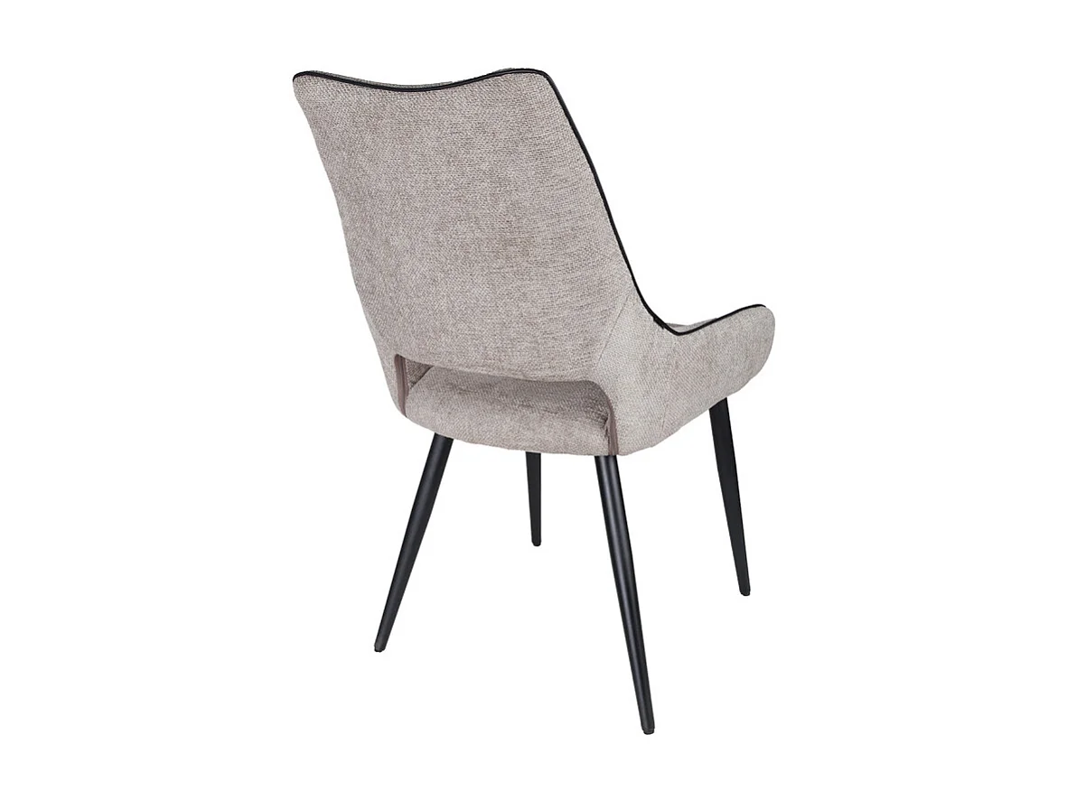 Lot de 2 chaises en tissu taupe avec pieds en métal noir - ANAÏS 2