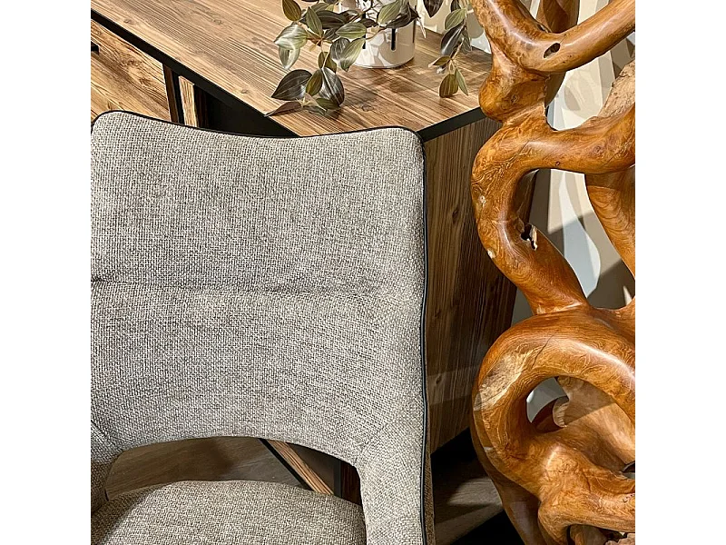 Lot de 2 chaises en tissu taupe avec pieds en métal noir - ANAÏS 2