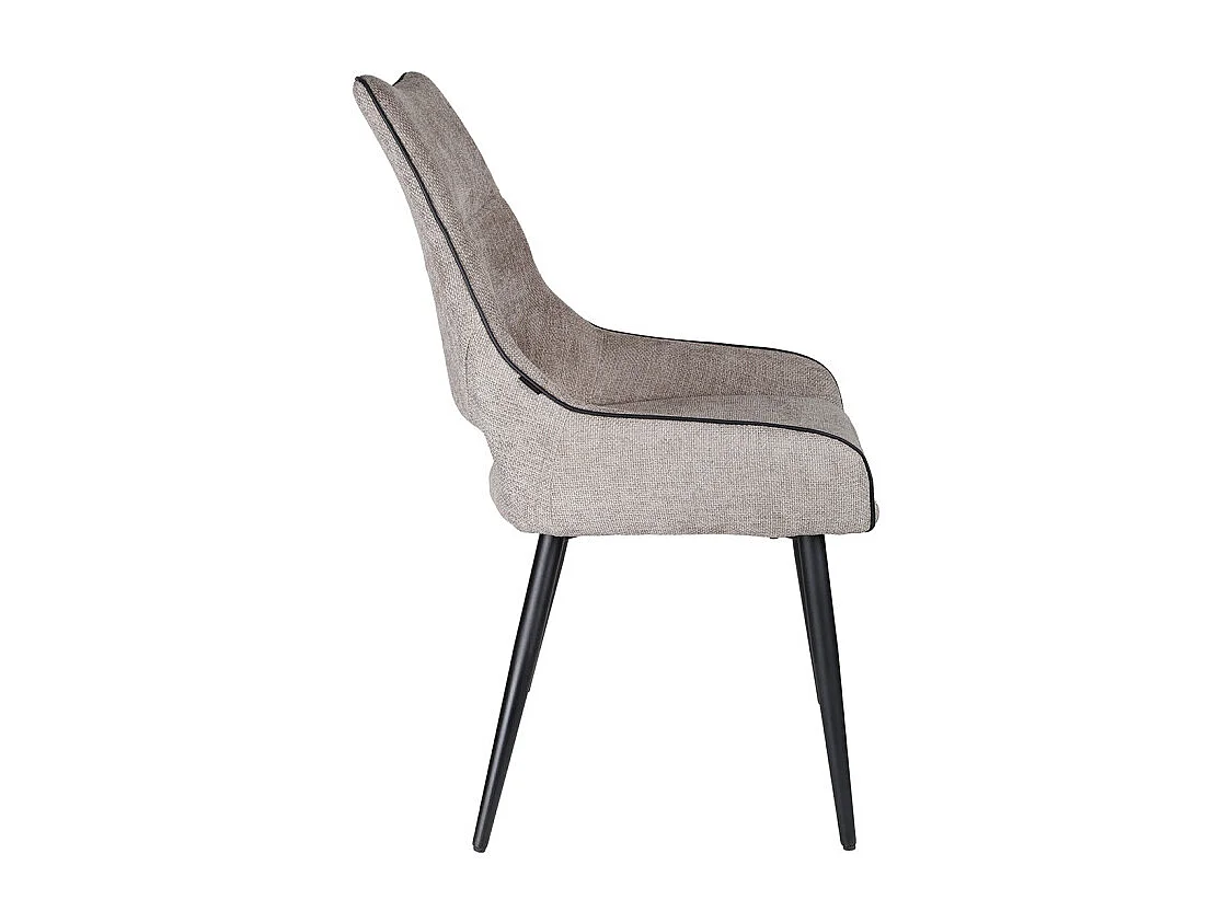 Lot de 2 chaises en tissu taupe avec pieds en métal noir - ANAÏS 2