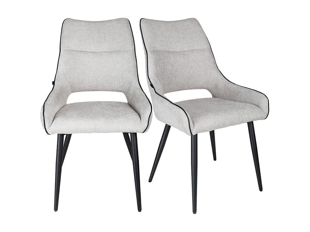 Lot de 2 chaises en tissu gris clair avec pieds métal noir - ANAÏS 2