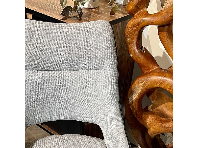 Lot de 2 chaises en tissu gris clair avec pieds métal noir - ANAÏS 2