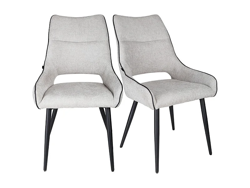 Lot de 2 chaises en tissu gris clair avec pieds métal noir - ANAÏS 2