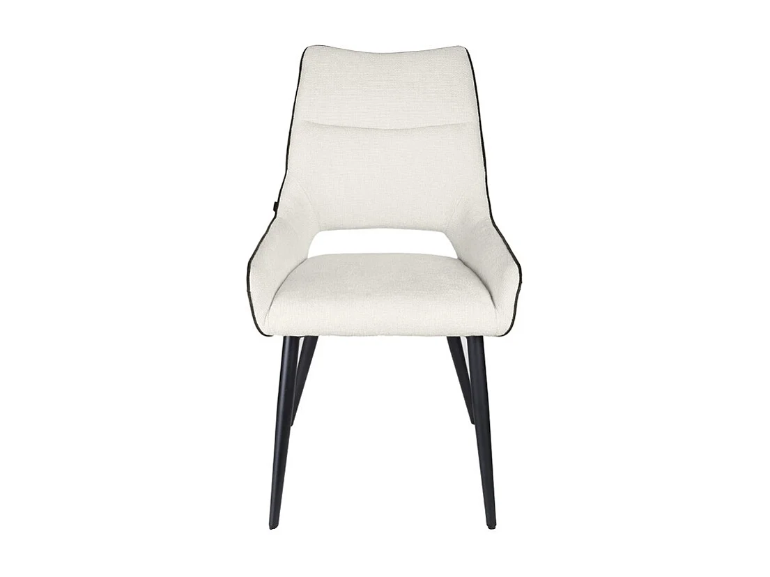 Lot de 2 chaises en tissu écru avec pieds métal noir - ANAÏS 2