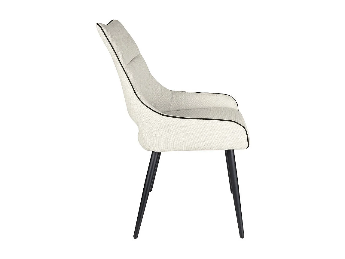 Lot de 2 chaises en tissu écru avec pieds métal noir - ANAÏS 2