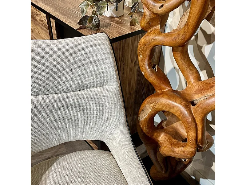 Lot de 2 chaises en tissu écru avec pieds métal noir - ANAÏS 2