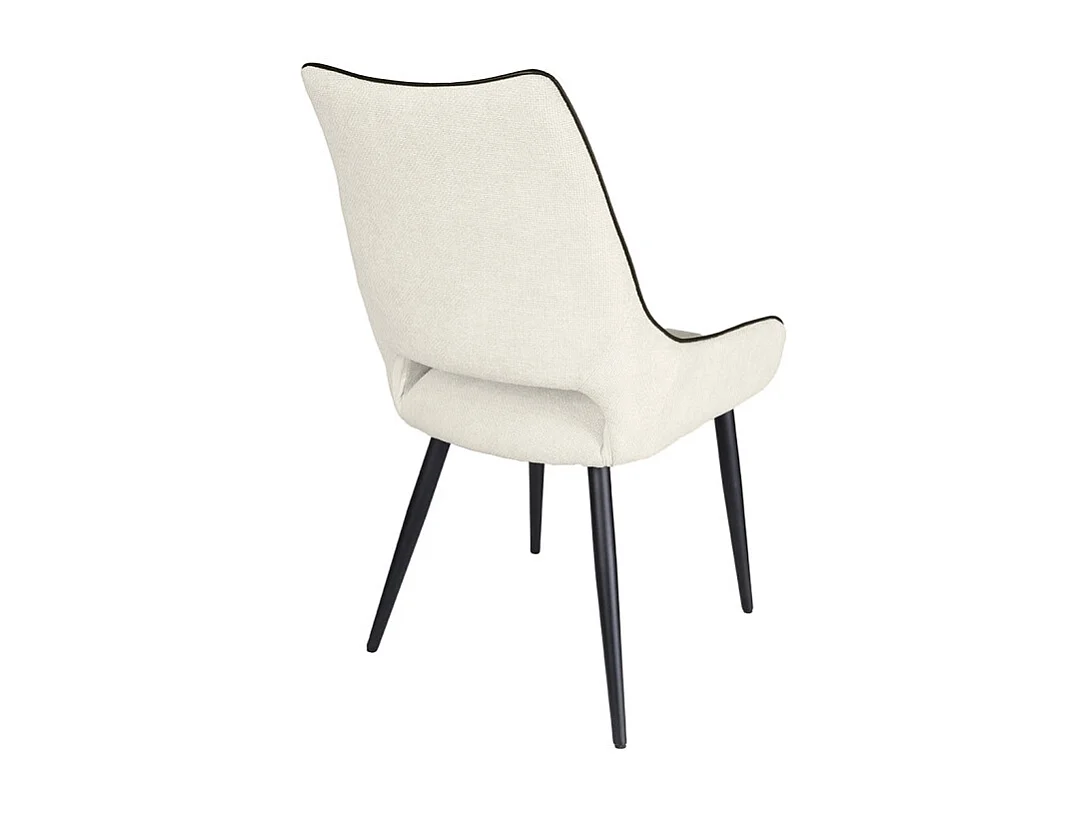 Lot de 2 chaises en tissu écru avec pieds métal noir - ANAÏS 2