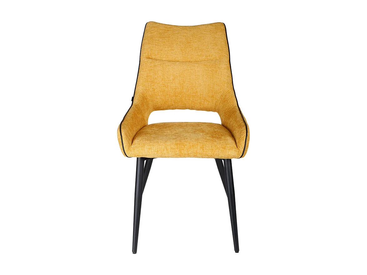 Lot de 2 chaises en tissu jaune et pieds en métal noir - ANAÏS 2